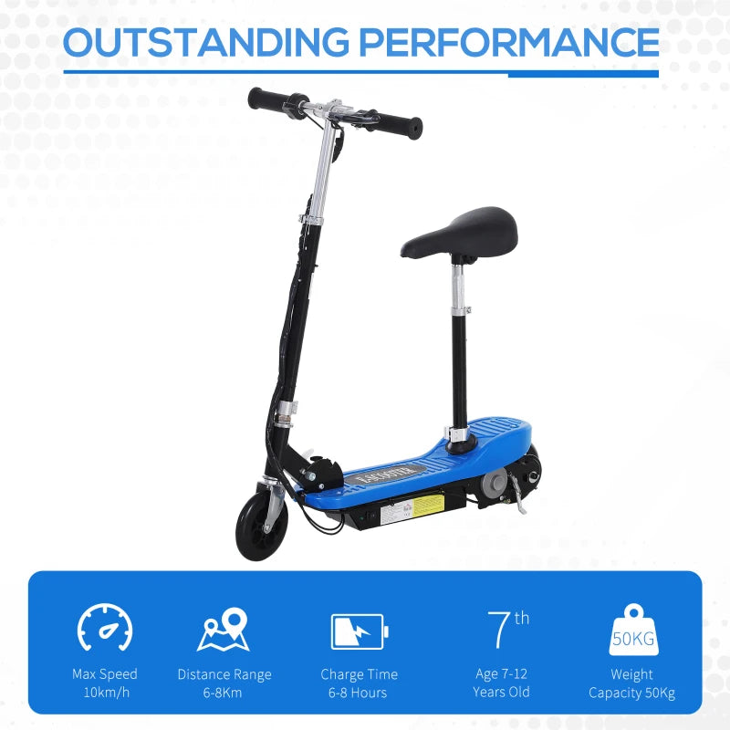 Foldable Electric Scooter for Kids - 12V 120W, Safe Brake & Kickstand, Stylish Blue Design