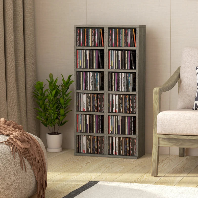 Set of 2 Dark Wood-Effect 102 CD Storage Units - Stylish and Space-Saving Media Organizers for Home or Office