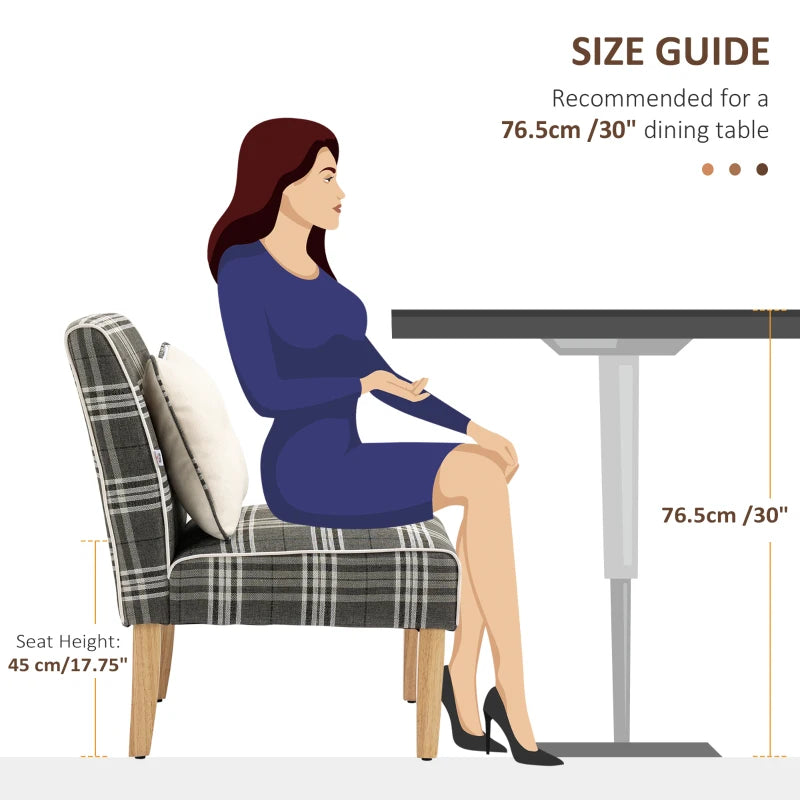 Modern Dining Chairs Set of 2 - Stylish Accent Chairs with Patterned Upholstery & Rubber Wood Legs for Kitchen & Living Room, Grey