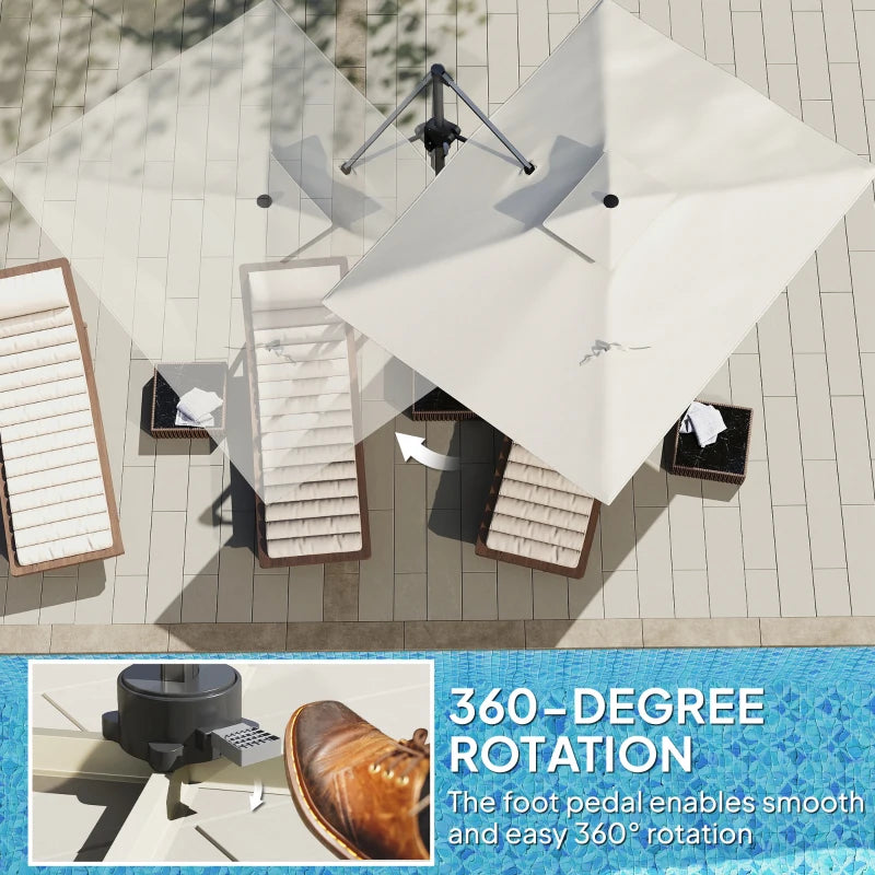 3.7m x 2.7m Cantilever Parasol Umbrella with 360° Rotation, Easy Tilt, UPF50+ Grey