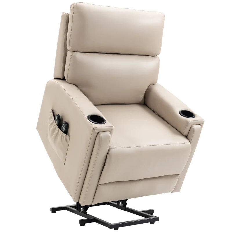 Beige Electric Riser Recliner Chair with Massage and Heat Function for Ultimate Comfort