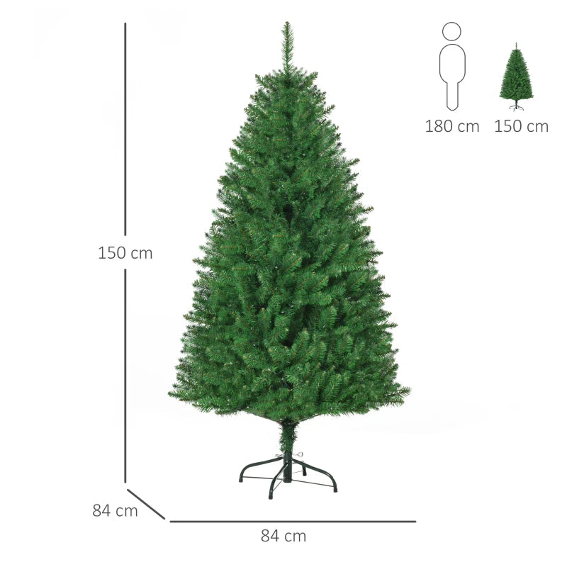 5FT Green Christmas Tree with Warm White LED Lights - Perfect Holiday Home Decoration for Festive Cheer