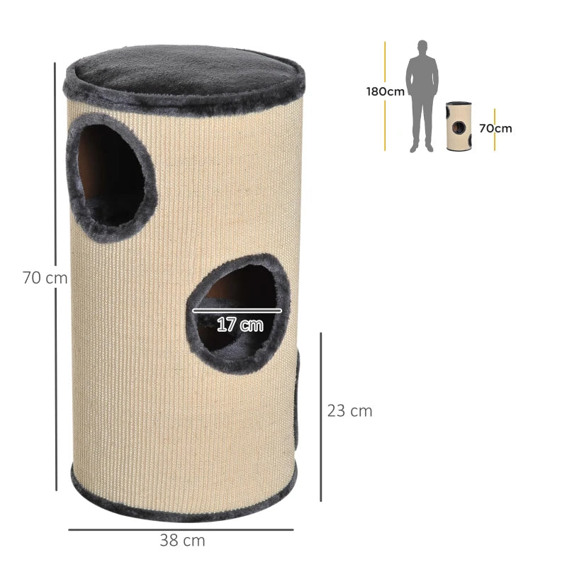 70cm Cat Tree Scratching Post - Sisal Activity Center & Condo for Indoor Cats - Climbing Play House & Bed