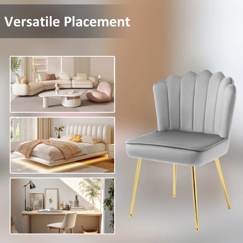 Velvet-Feel Grey Shell Accent Chair for Stylish Living Room Decor