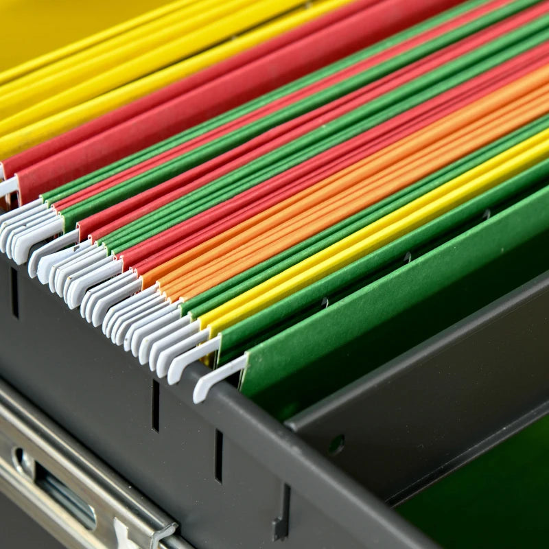 Vinsetto Lockable Metal Mobile File Cabinet with Wheels - 2 Drawer Compact Under Desk Storage for A4 & Legal Files, Black