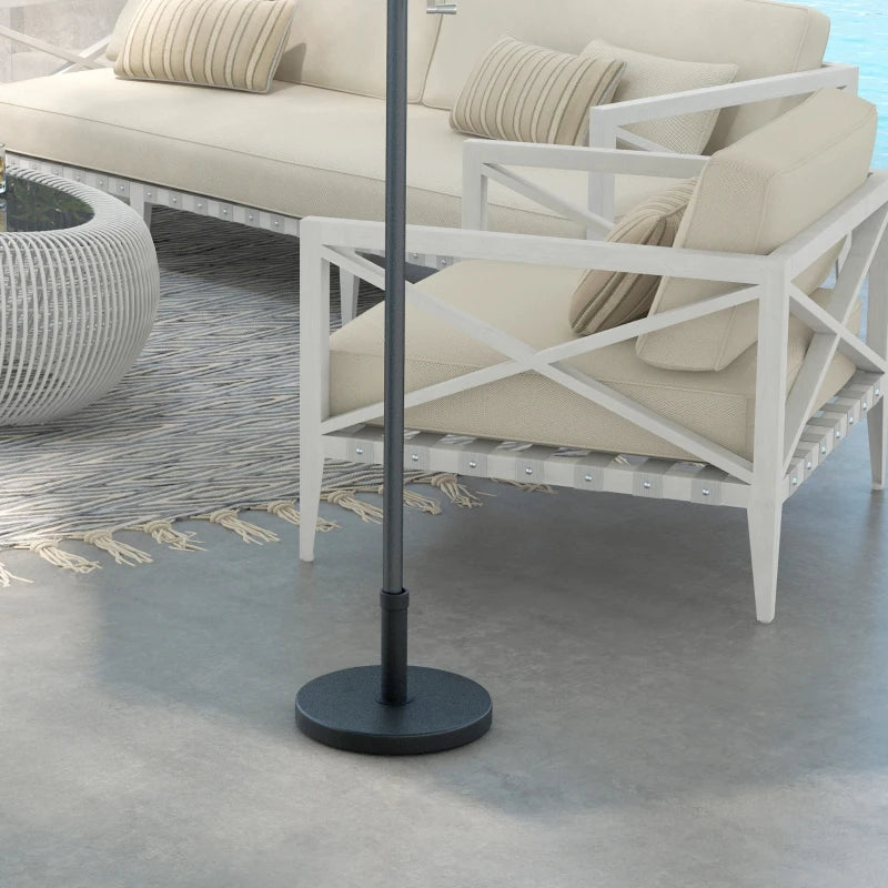 Rattan Effect Concrete Umbrella Base - 15kg, 46.5cm Dia - Outdoor Patio Stand
