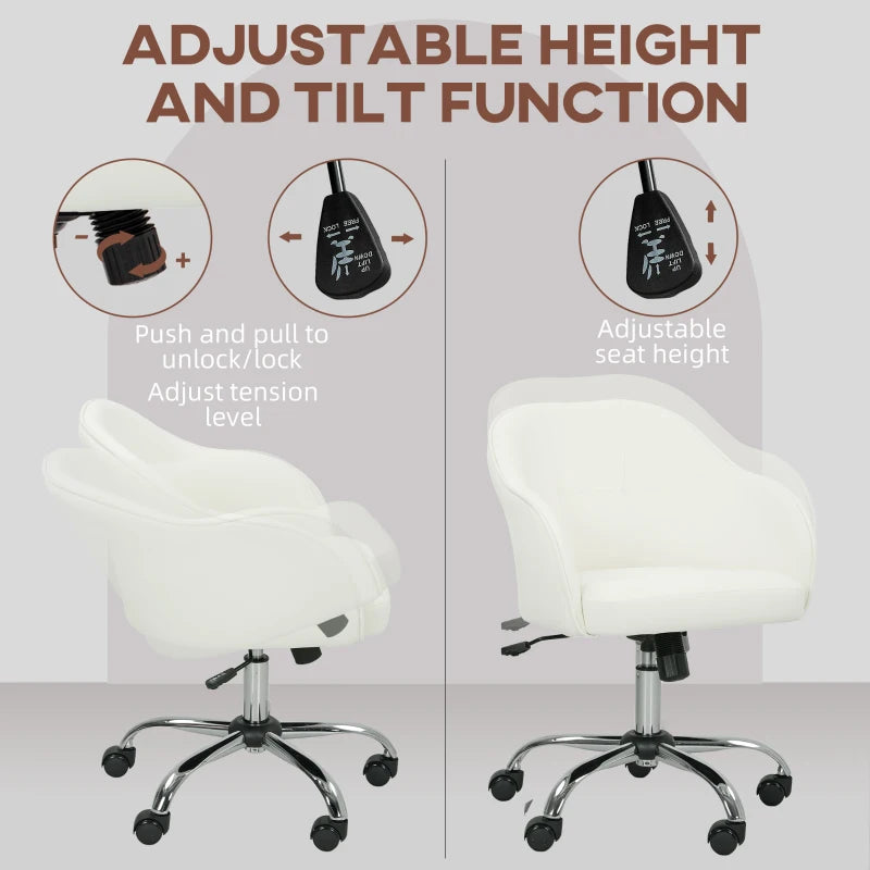 Luxurious Cream Velvet-Feel Office Chair 46-56 cm Height Adjustable Ergonomic Design for Comfort and Style