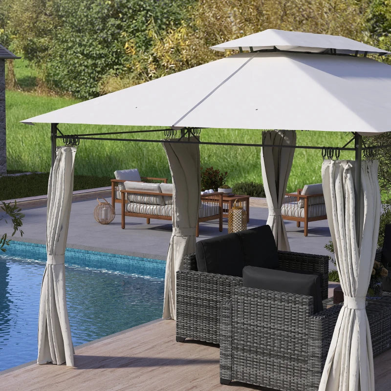 3m x 4m Dark Grey Metal Frame Two-Tier Roof Gazebo