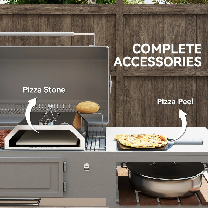 Portable Stainless Steel BBQ Grill Pizza Oven with Thermometer, Viewing Window, and Accessories