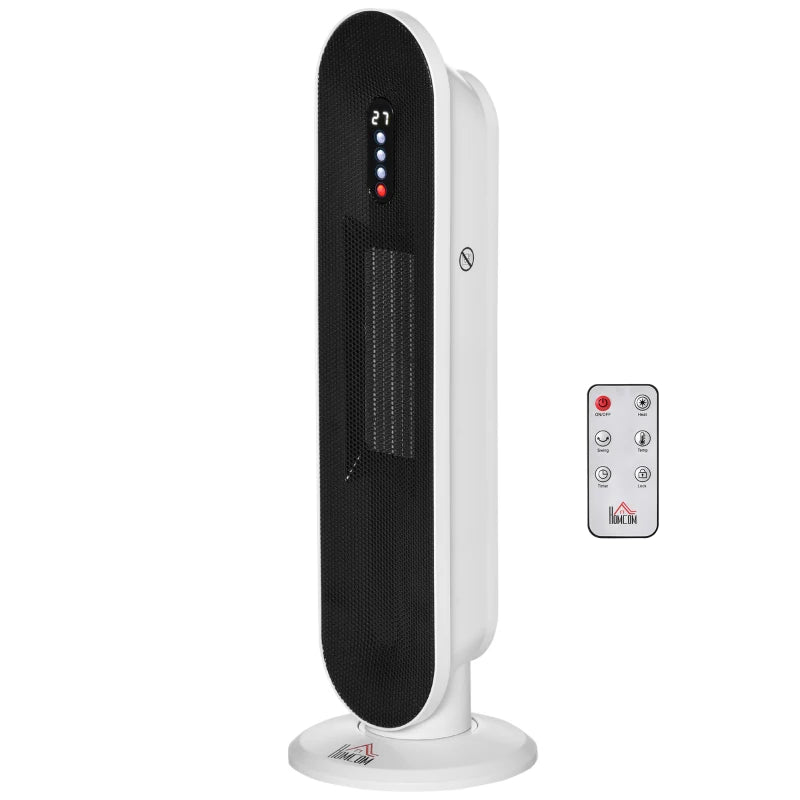 Indoor Ceramic Space Heater with Remote Control Oscillation Timer and Safety Features 1200W 2000W White