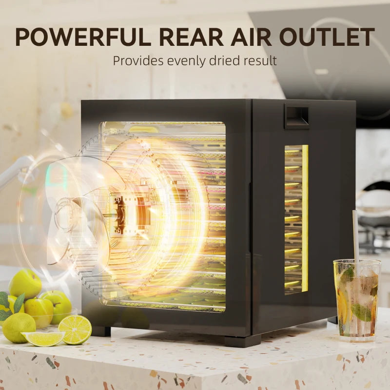 12-Tray Food Dehydrator - Black | 40-70 Hour Timer | Perfect for Healthy Snacks & Preserving Fruits & Vegetables