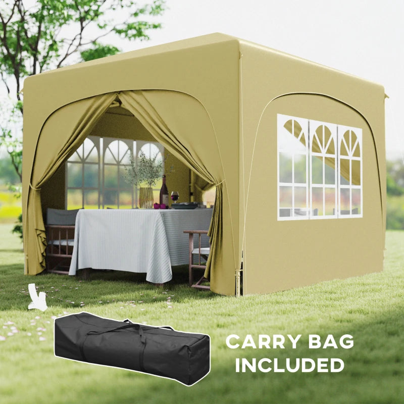 3 x 3m Pop-Up Gazebo with Accessories - Sand Colour