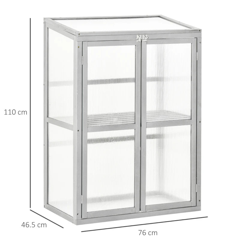 Wooden Greenhouse Grow House with Adjustable Shelf, Light Grey
