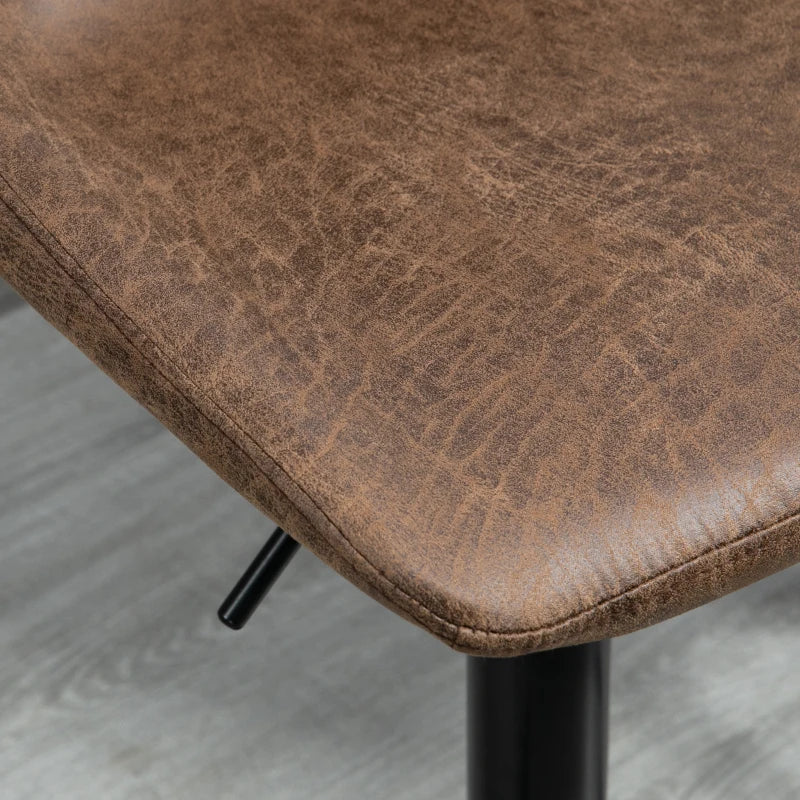 Set of 2 Swivel Bar Stools with Back - Adjustable Counter Height Chairs for Kitchen Island, Brown with Steel Footrest
