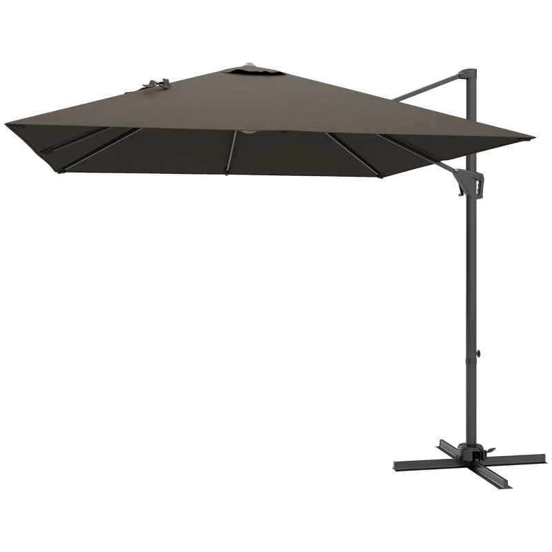Tan Patio Offset Parasol Umbrella - Outdoor Sunshade for Garden, Deck, and Patio