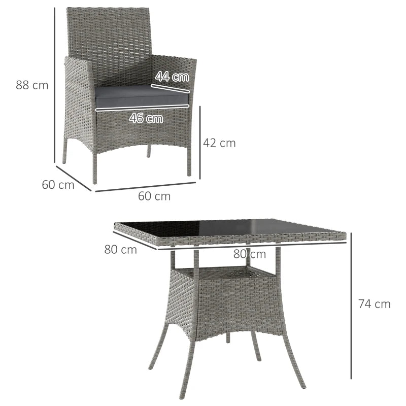 5-Piece Light Grey Rattan Dining Set - Outdoor Patio Furniture