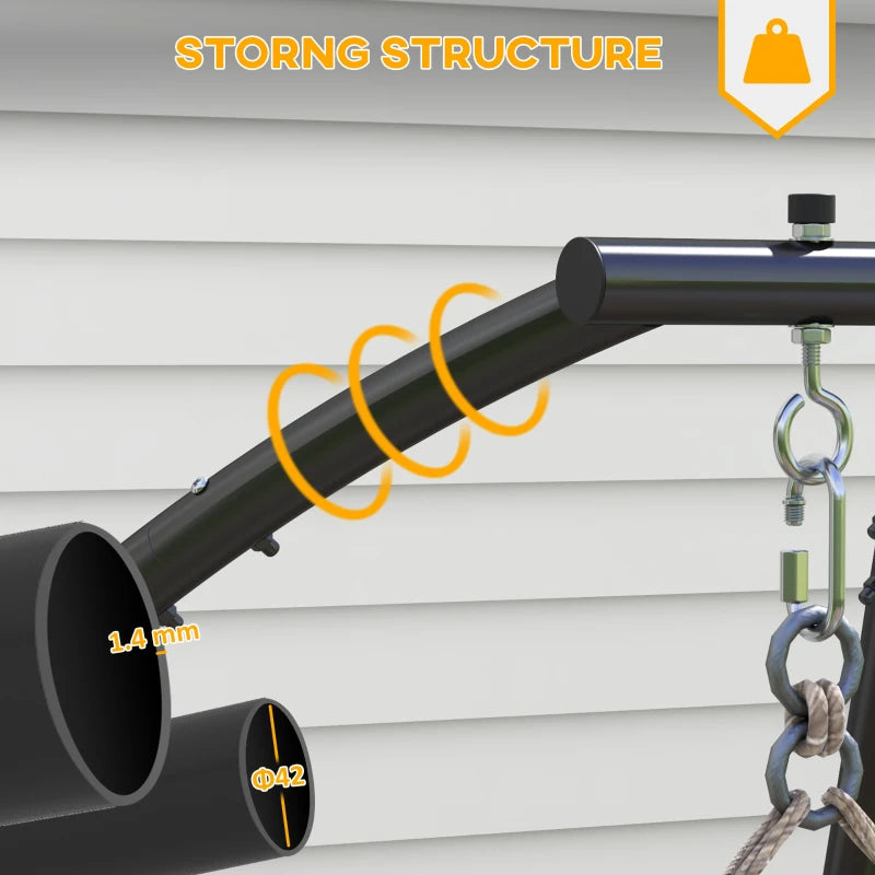 Black C-Shaped Hammock Chair Stand - Heavy Duty Metal Frame for Indoor & Outdoor Use