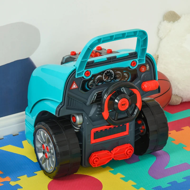 Teal Kids Truck Engine Toy Set with Horn & Light - Fun Car Key Play for Ages 3-5 Years