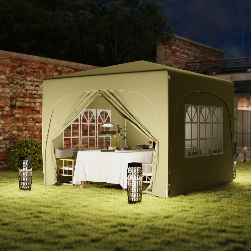 3 x 3m Pop-Up Gazebo with Accessories - Sand Colour