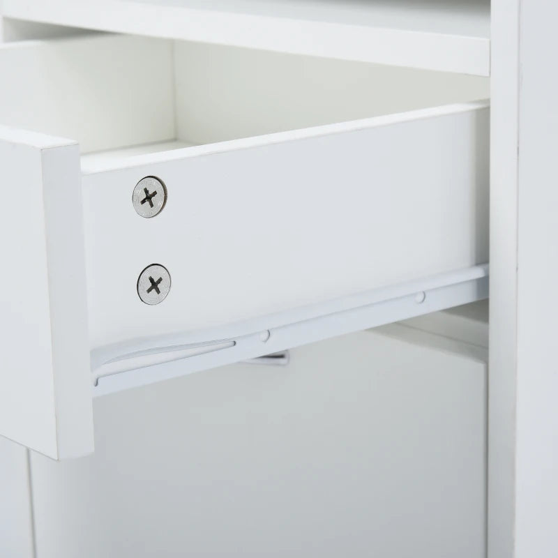 60cm Mobile Filing Cabinet with Drawer & Open Shelf, 4 Wheels, Metal Handles - White Office Home Organizer for Printers