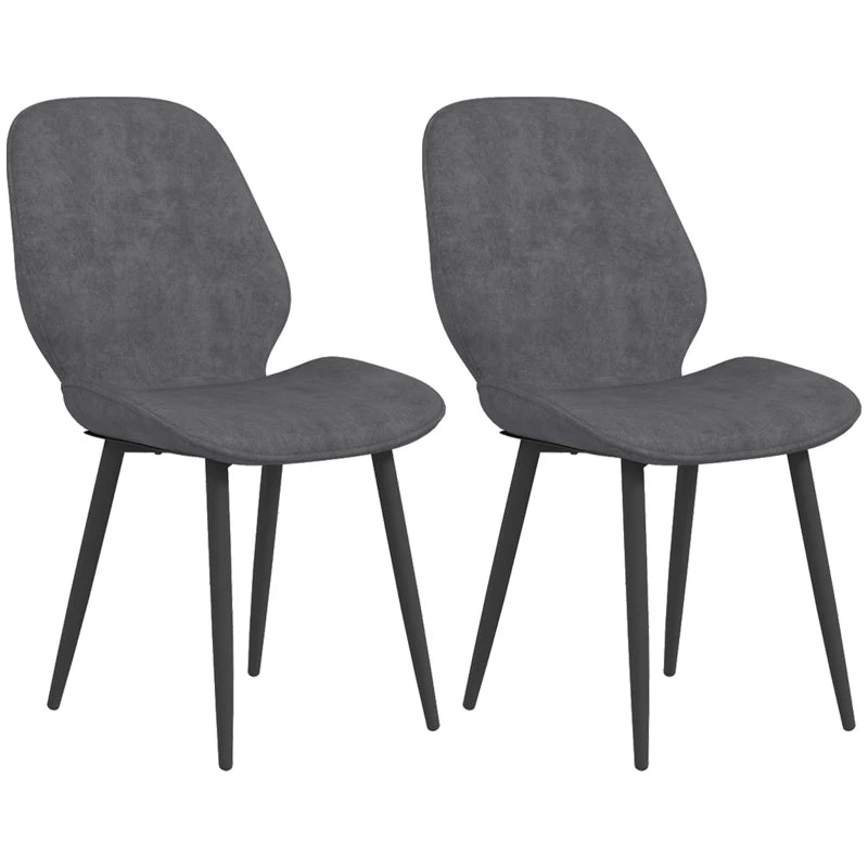 Stylish Velvet Dining Chairs Set of 2 - Modern Grey Dining Room Chairs with Sturdy Metal Legs