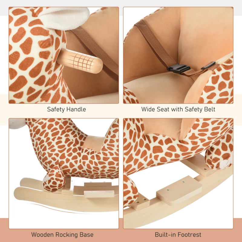 Giraffe Rocking Horse Toy for Kids - Safe Seat Belt for Toddlers - Perfect Baby Gift for Playtime