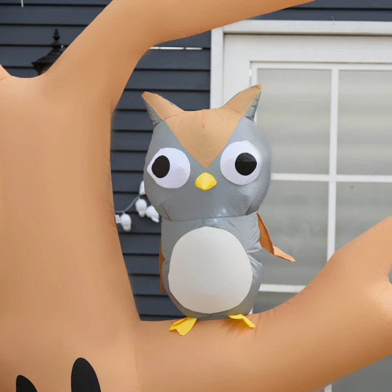 240cm Halloween Inflatable Tree with Ghost, 3 Pumpkins & Owl - Scary LED Holiday Decoration for Indoor & Outdoor