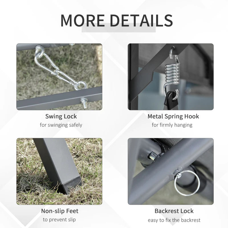 3-Seater Swing Hammock with Adjustable Canopy and Cushion - Garden Patio Furniture