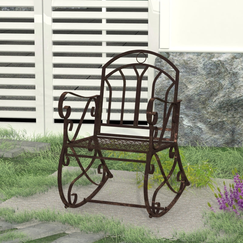 Bronze Metal Outdoor Rocking Chair - Vintage Style 1 Seater