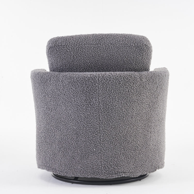 Stylish Swivel Armchair with Back Cushion and Thick Foam Pad in Medium Grey, Adjustable Base, 78.5x83x86 cm