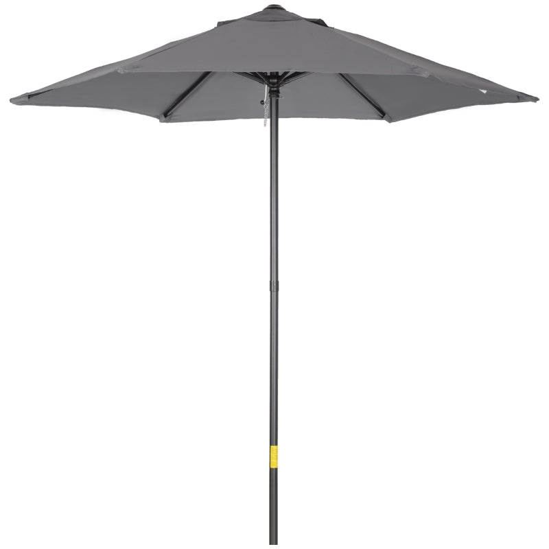 2m Dark Grey Garden Parasol Umbrella with 6 Sturdy Ribs
