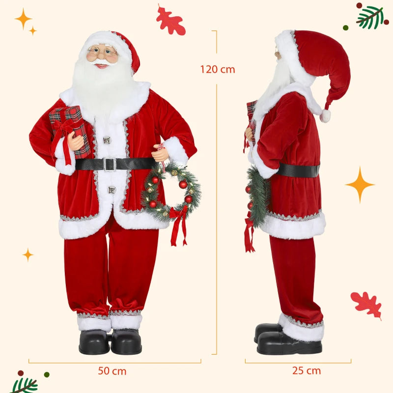 Singing and Dancing Santa Claus with Gift and Wreath - Festive Holiday Decor for Christmas Cheer