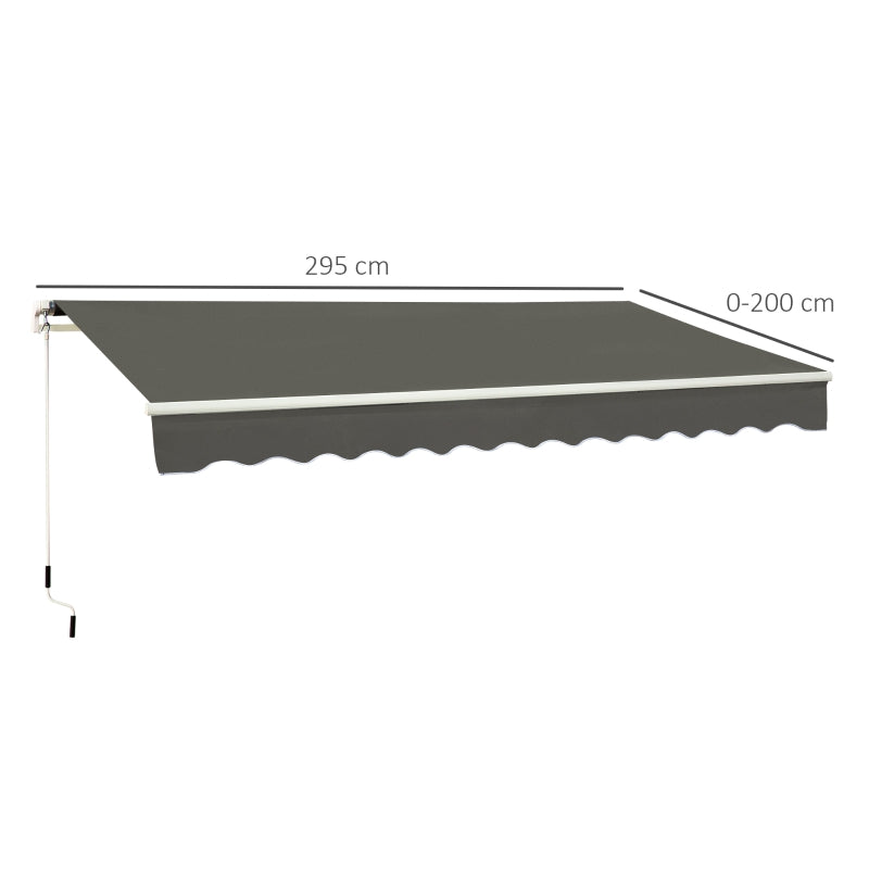 Grey 3m x 2m Retractable Porch Shade
