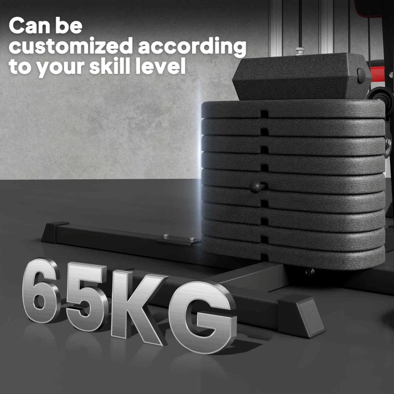 Multi Gym Workout Station with 65kg Weight Stack Sit Up Bench Push Up Stand and Dip Station for Home Fitness