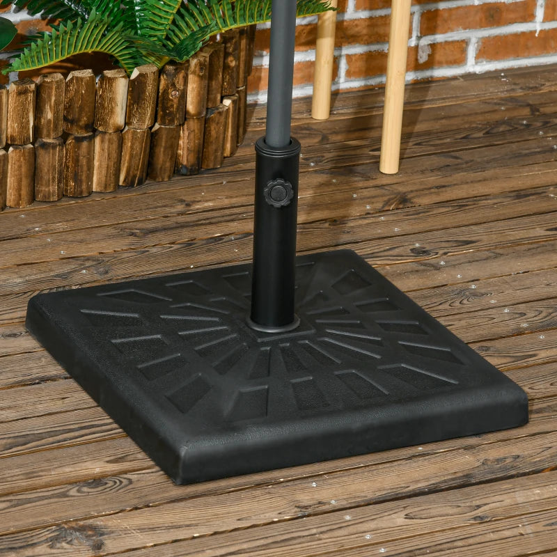 Black Square Resin Garden Parasol Base Holder - 19kg Weight