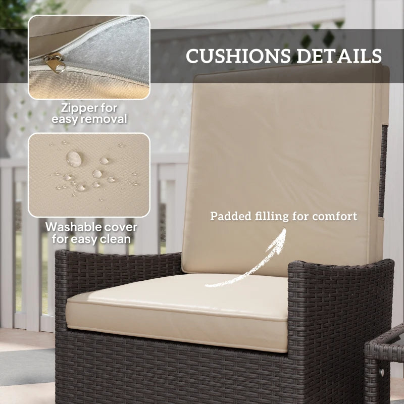 5 Piece Rattan Garden Furniture Set with Sofa Armchairs Footstools and Coffee Table