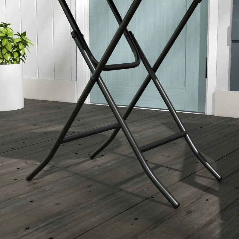 Foldable Rattan Outdoor Coffee Table - Metal Frame, Round Side Table, Mixed Brown