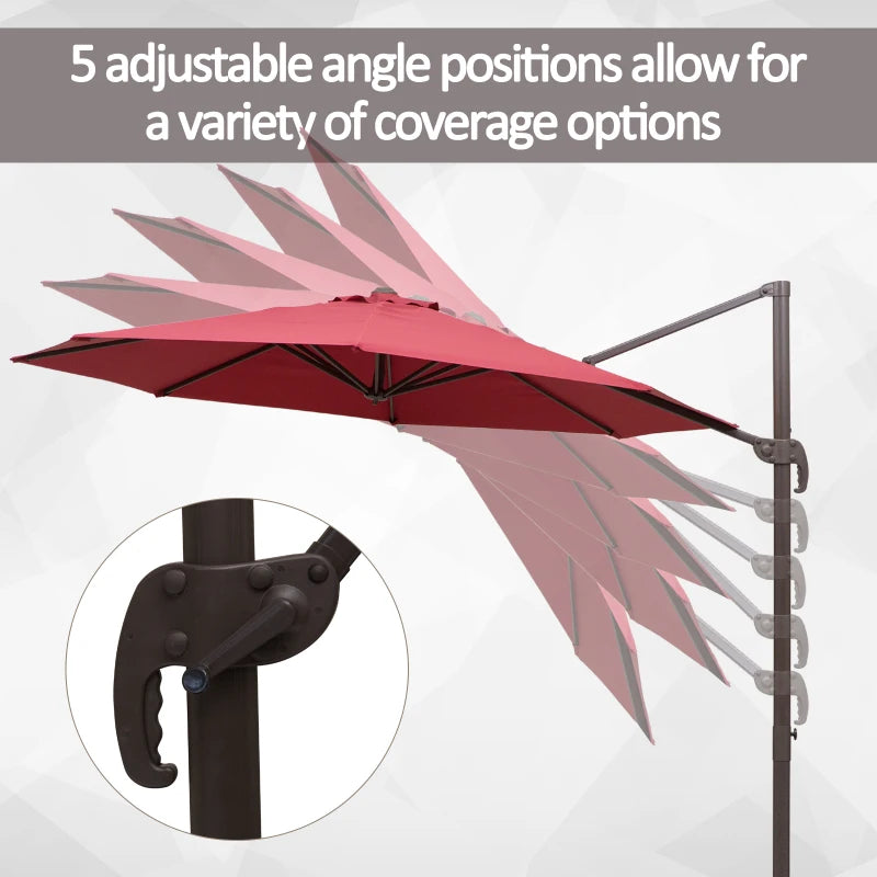 3m Wine Red Cantilever Garden Parasol