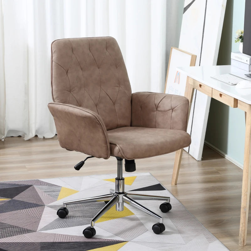 Vinsetto Height Adjustable Microfibre Office Desk Chair with Armrests & Swivel - Stylish Vanity Chair for Home & Coffee Use