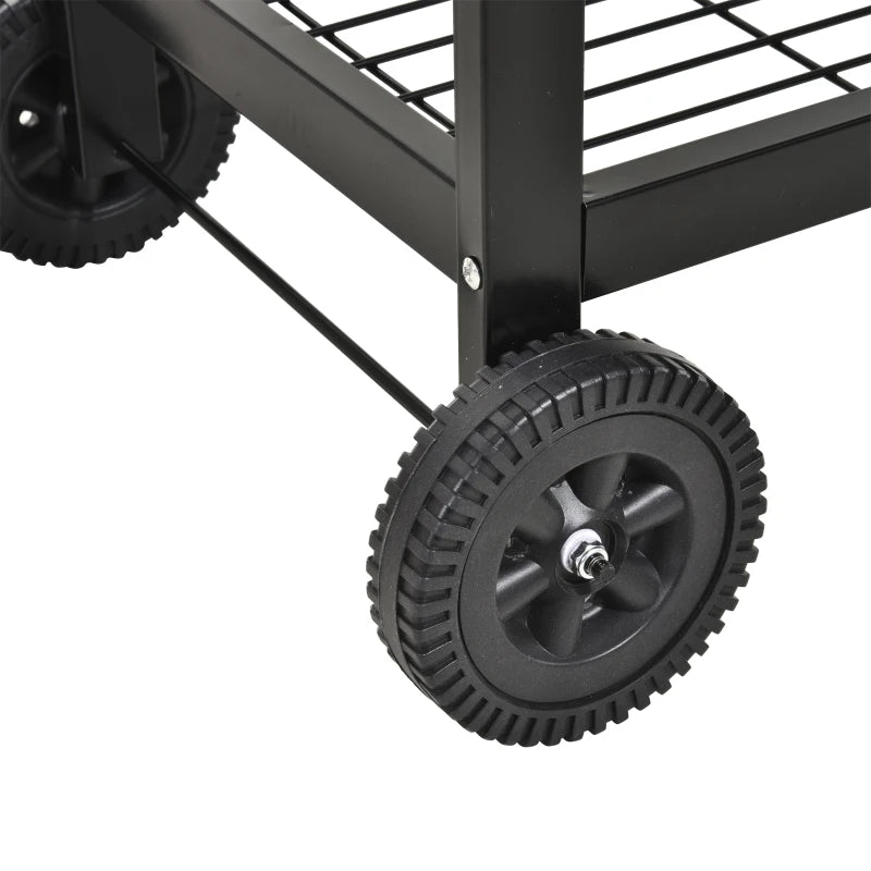 Black Steel Charcoal BBQ with Wheels