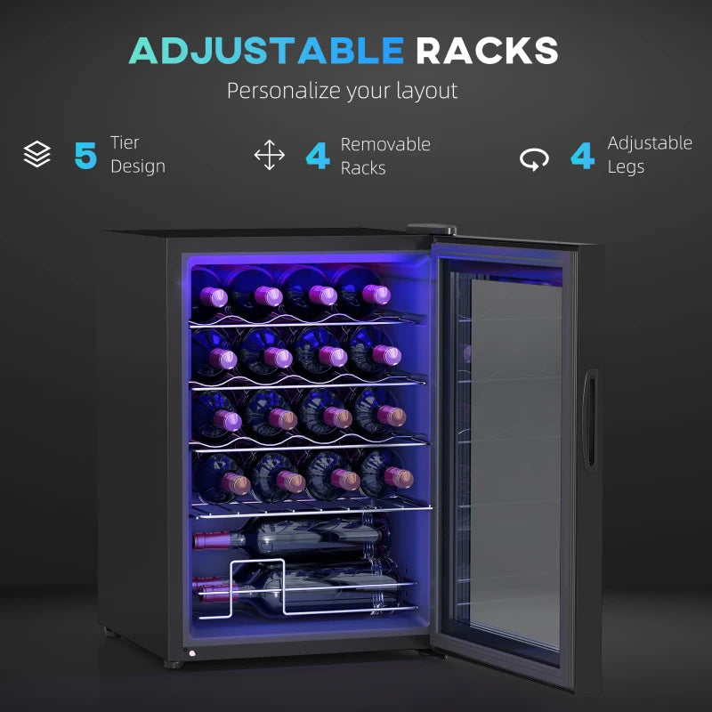 20-Bottle Countertop Wine Fridge - Black, Perfect for Home or Office, Stylish Wine Cooler with Adjustable Temperature