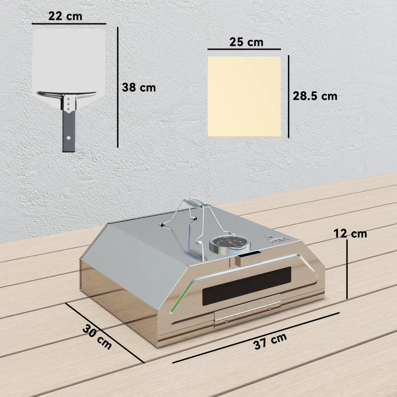 Portable Stainless Steel BBQ Grill Pizza Oven with Thermometer, Viewing Window, and Accessories