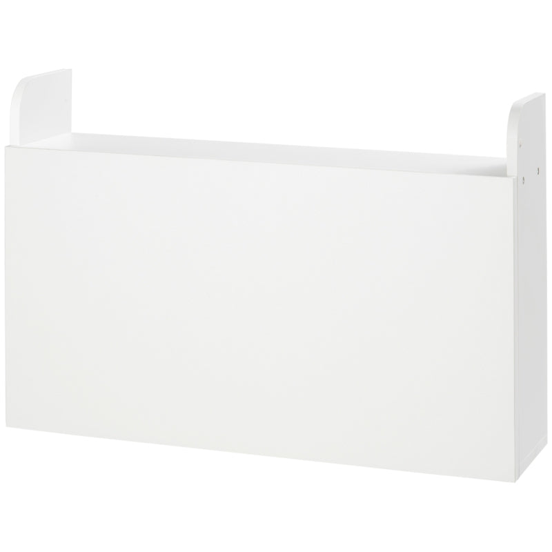Wall Mounted Drop Leaf Laptop Desk with Storage - Space Saving Home Office Table, 77cm x 20cm x 51cm, White