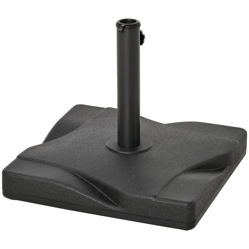 Black Square Cement Parasol Base - 20kg, Fits Φ32mm, Φ38mm, Φ48mm Pole