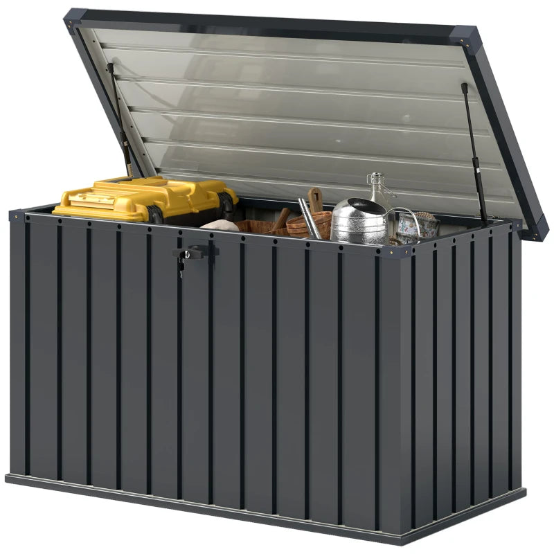 400L Galvanised Steel Outdoor Garden Storage Box for Tools and Equipment
