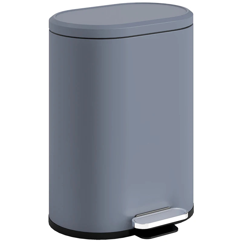 30L Slim Kitchen Bin with 90° Stay-Open Lid, Soft-Close Pedal, Removable Inner Bucket, Fingerprint-Resistant Grey for Home Office