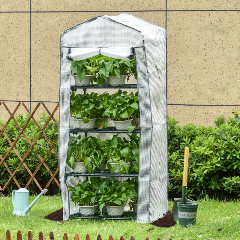 Compact Green 4-Tier Portable Plant Grow Shed 160x70x50cm