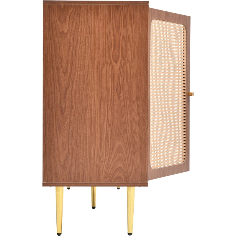 Modern Walnut Sideboard Cabinet with Adjustable Shelf, 2 Doors & 3 Storage Drawers - Stylish Freestanding Chest for Bedroom & Living Room