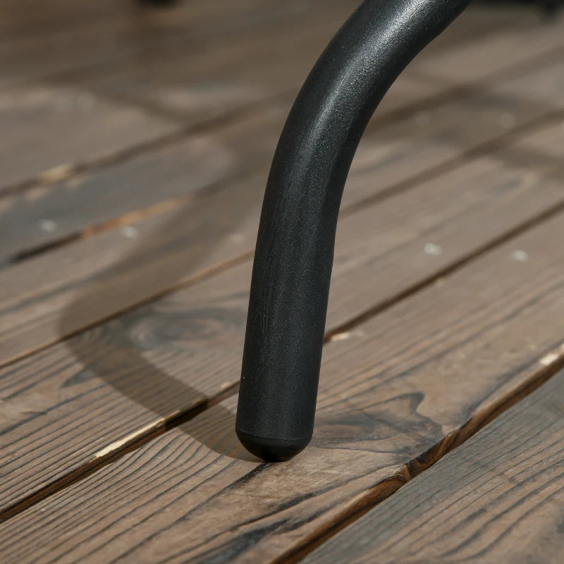 Square Glass Top Patio Dining Table, Steel Frame, Umbrella Hole, 76x76cm, Black