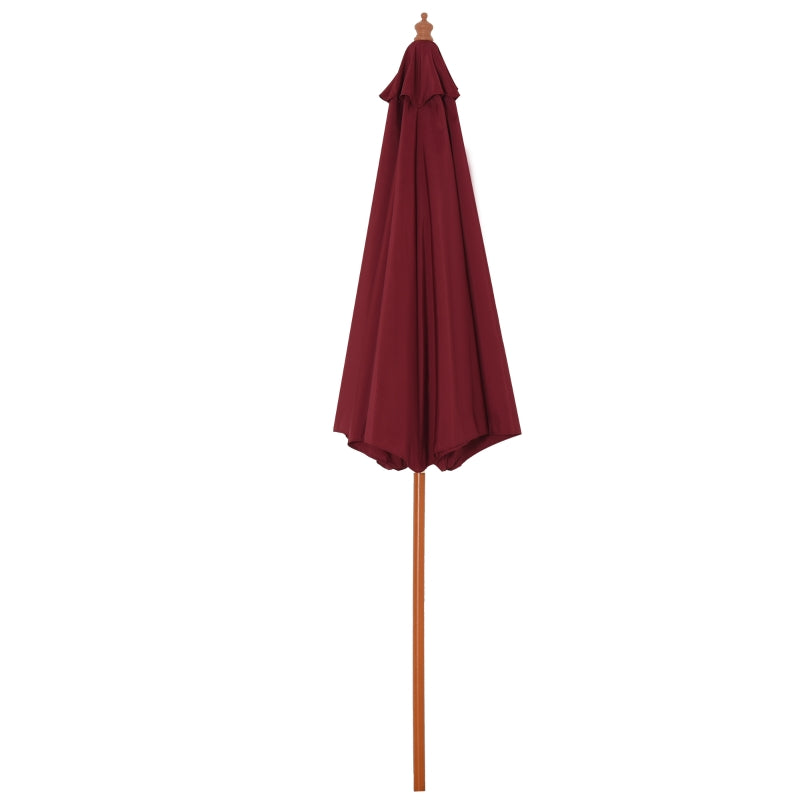 Red 2.5m Round Garden Parasol Umbrella with Wooden Pole